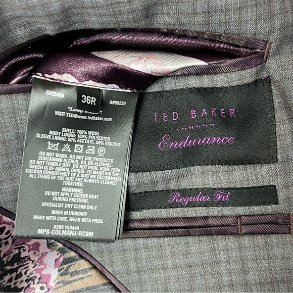 NWT TED BAKER 100% Wool Charcoal Plaid Check Blazer Performance Jacket 36R - Picture 9 of 13